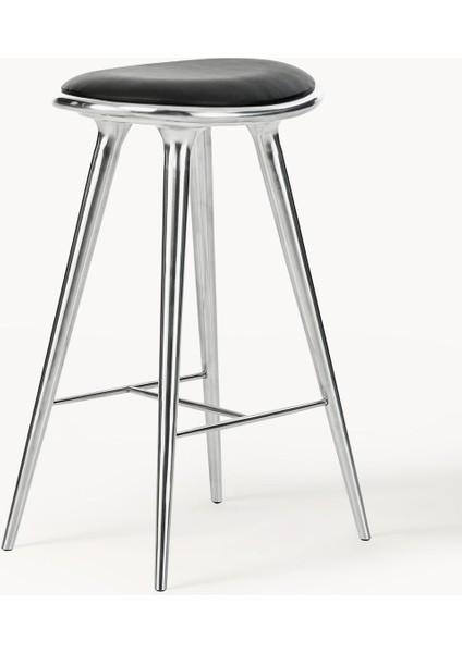 High Stool Bar Taburesi - Deri Oturaklı, Kayın Ağacı