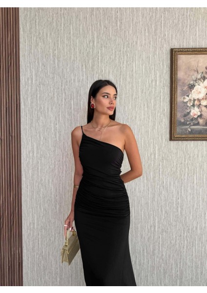 Tek Omuz Ip Askı Büzgülü Elbise fırsatları
