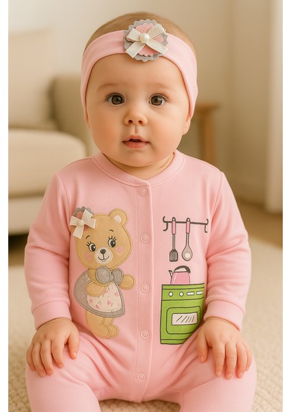 Aşçı Bear Kız Bebek Tulum