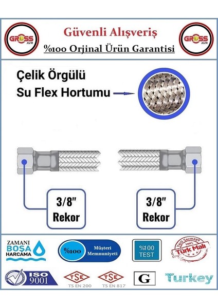 Klozet Flex Hortumu - Çelik Örgü - Spiral Bağlantı Hortumu - 70CM fiyatları