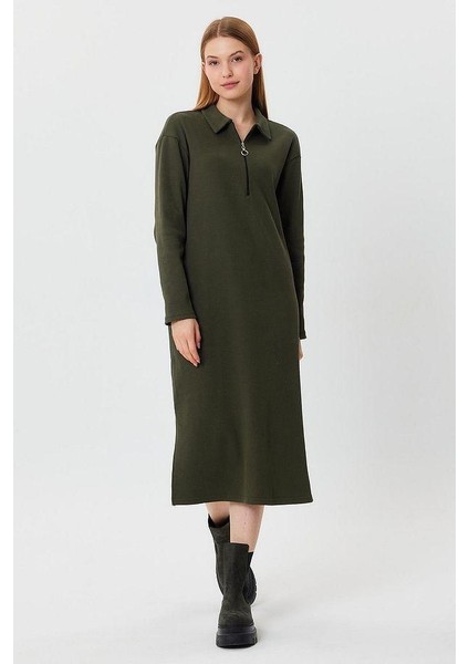 Alexandergardı Polo Yaka Fermuarlı Tunik Elbise (B23-00179)