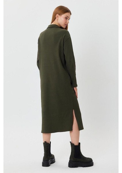 Alexandergardı Polo Yaka Fermuarlı Tunik Elbise (B23-00179)