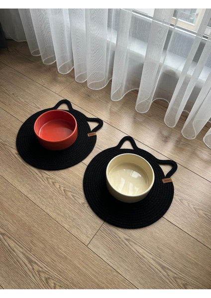 Şık Siyah Evcil Hayvan Beslenme Altlığı, 28X28 cm