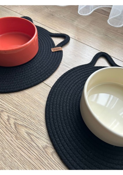 Şık Siyah Evcil Hayvan Beslenme Altlığı, 28X28 cm modelleri