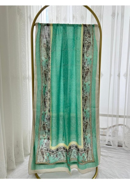 Retro Desen Pamuk Şal Su Yeşili fiyatları