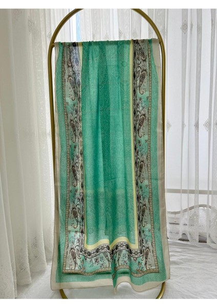 Retro Desen Pamuk Şal Su Yeşili fırsatları