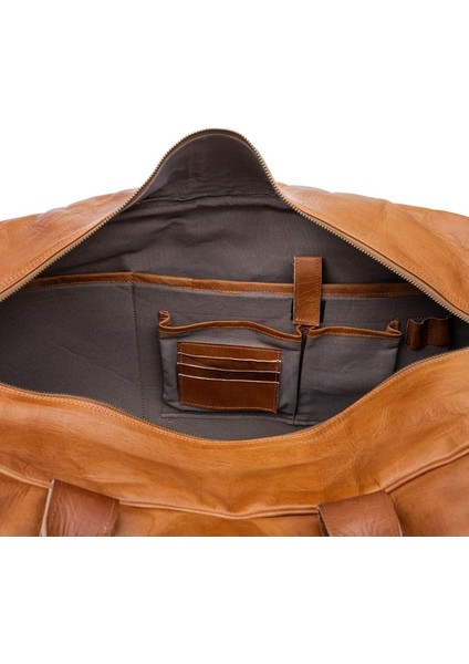 Austin Xl Deri Weekender Seyahat Çantası 50L Su Geçirmez Kahverengi Duffle Bag fiyatları