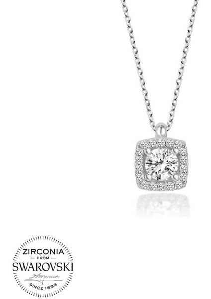 Swarovski Taşlı Gümüş Baget Tektaş Bayan Kolye