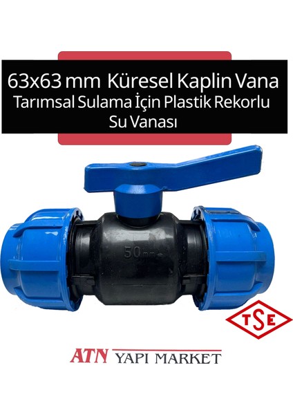 63X63 mm Pp Küresel Kaplin Vana – Tarımsal Sulama Için Plastik Rekorlu Su Vanası