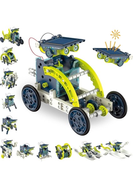 12SI1 Arada Güneş Enerjili Robot Kiti, 8-12+ Yaş Çocuklar Için Dıy Yapı Oyuncağı, Stem Eğitim Seti