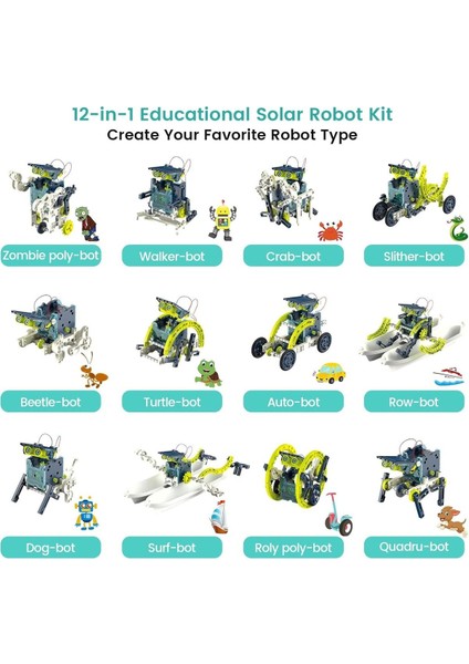 12SI1 Arada Güneş Enerjili Robot Kiti, 8-12+ Yaş Çocuklar Için Dıy Yapı Oyuncağı, Stem Eğitim Seti fırsatları