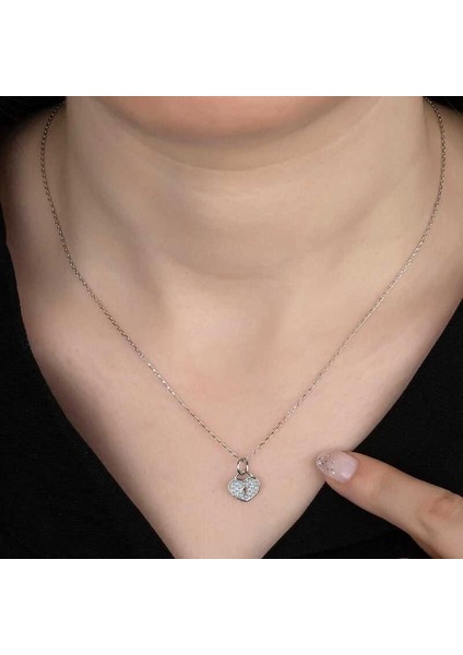 Swarovski Taşlı Gümüş Kalp Kiliti Bayan Kolye fiyatları