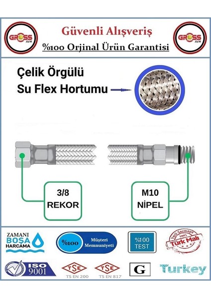 Batarya Flex Hortumu - Çelik Örgü - Spiral Batarya Bağlantı Hortumu - 70CM fiyatları