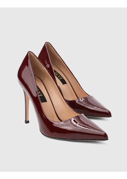 Linz Hakiki Rugan Deri Bordo Kadın Stiletto fiyatları