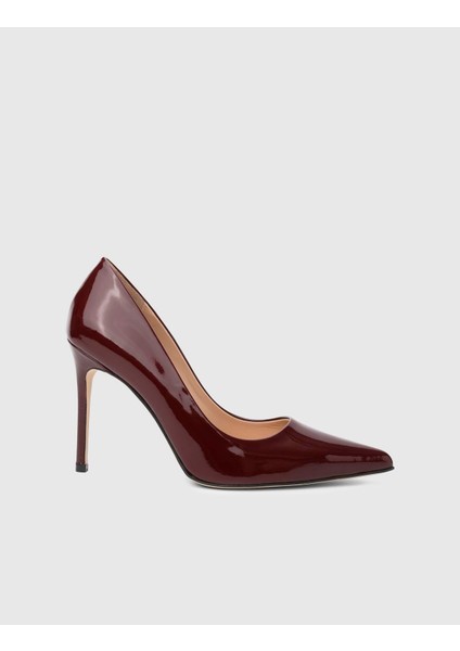 Linz Hakiki Rugan Deri Bordo Kadın Stiletto modelleri