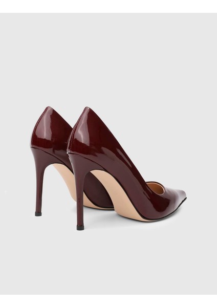 Linz Hakiki Rugan Deri Bordo Kadın Stiletto fırsatları
