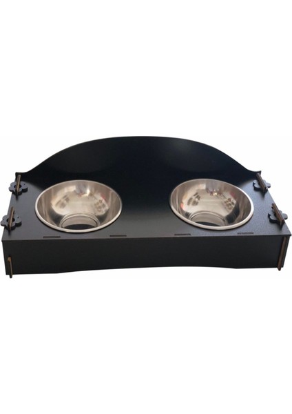 2'li Ahşap Metal Kedi Köpek Yemek ve Su Kabı Siyah fiyatları