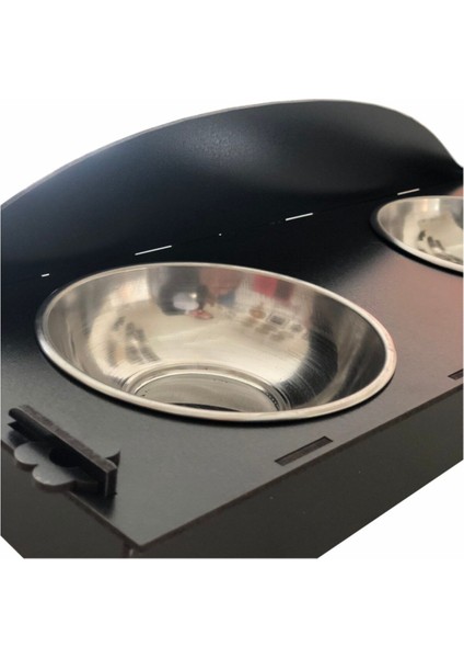 2'li Ahşap Metal Kedi Köpek Yemek ve Su Kabı Siyah modelleri