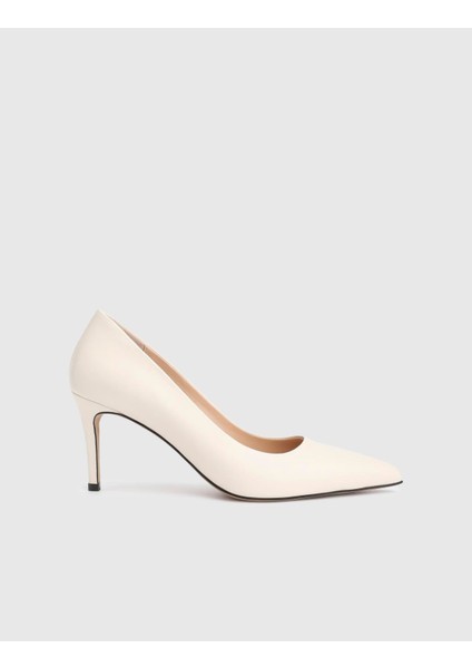 Haidee Hakiki Deri Bej Kadın Stiletto modelleri