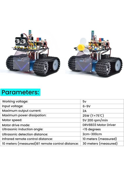 Arduino Uyumlu Robot Tank Kiti, Scratch/arduino ile Programlanabilir Stem Robotu, Dıy Eğitim Seti"