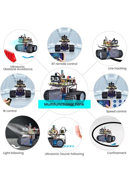 Arduino Uyumlu Robot Tank Kiti, Scratch/arduino ile Programlanabilir Stem Robotu, Dıy Eğitim Seti"