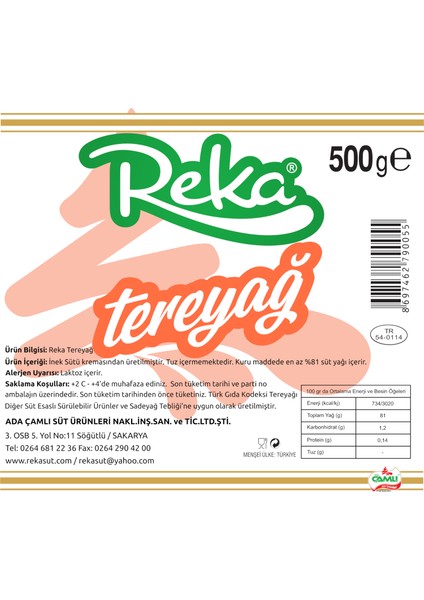 Tereyağ 1 kg (500 Gr x 2)