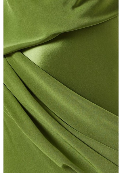 Woodline Drapeli Maksi Elbise, Fern Green fırsatları