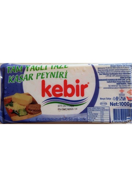 Tam Yağlı Taze Kaşar Peyniri 1000 gr
