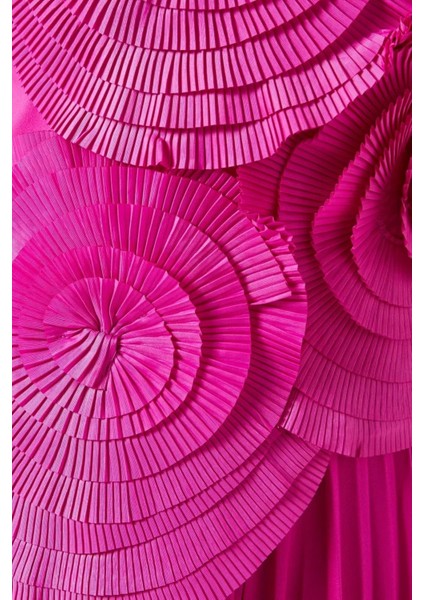 Trusley Rosette Pleated Gown, Pembe Tek Omuz Abiye fırsatları