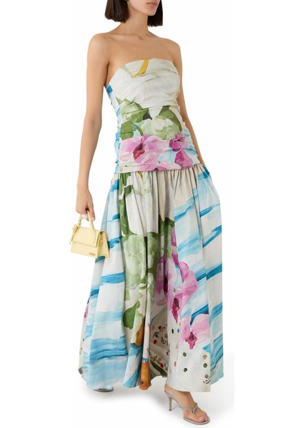 Nershall Maxi Dress, Dokulu Baskılı Uzun Gece Elbisesi
