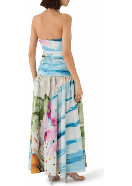 Nershall Maxi Dress, Dokulu Baskılı Uzun Gece Elbisesi