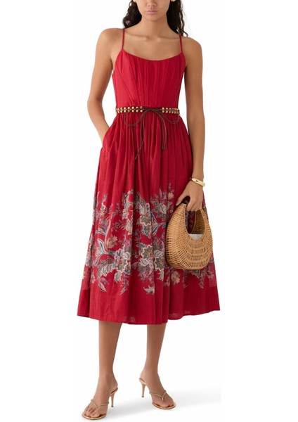 Rhiannon Korse Midi Elbise Kırmızı modelleri