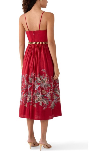 Rhiannon Korse Midi Elbise Kırmızı fırsatları
