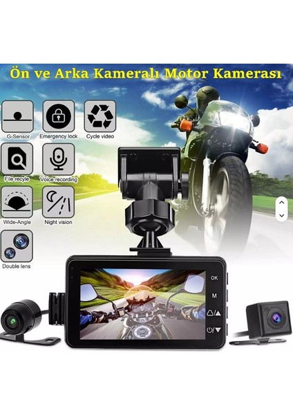4K Full Hd 2 Kameralı Ön ve Arka Görüş Motosiklet Kamerası - Motor Kamerası indirimleri