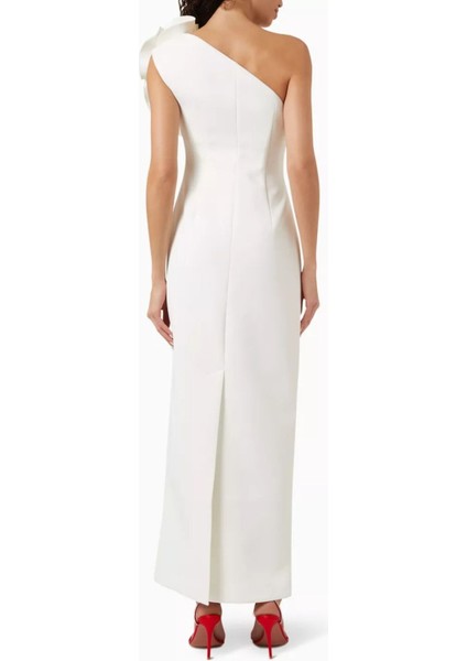 Wynyard Tek Omuzlu Maxi Elbise, Beyaz Rozet Detaylı fiyatları