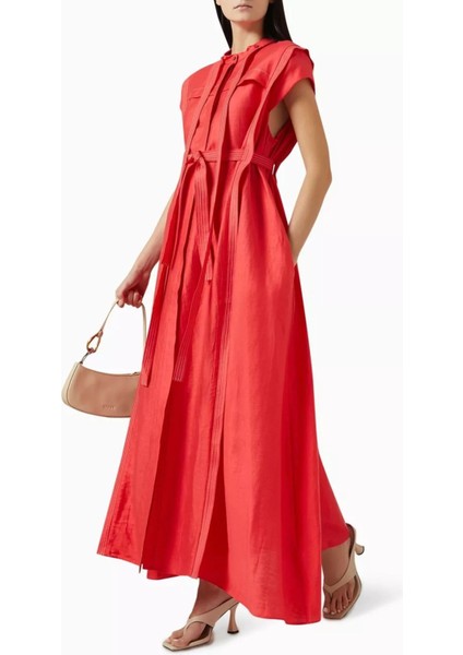 Fairyhill Maxi Elbise, Kırmızı Linen Karışımlı modelleri