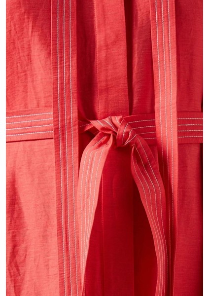 Fairyhill Maxi Elbise, Kırmızı Linen Karışımlı fırsatları