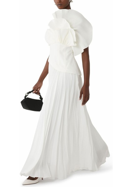 Whittington Gown, Asimetrik Omuzlu Saten Gece Elbisesi