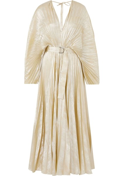 Westover Dress, V Yaka Kemerli Işıltılı Midi Elbise