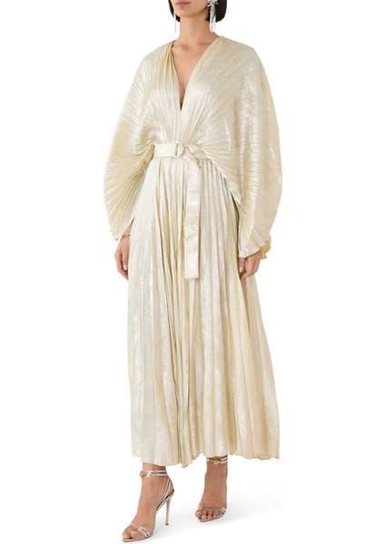 Westover Dress, V Yaka Kemerli Işıltılı Midi Elbise fiyatları