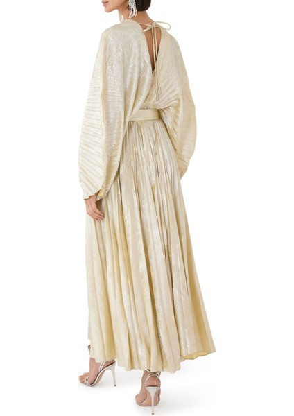 Westover Dress, V Yaka Kemerli Işıltılı Midi Elbise fırsatları