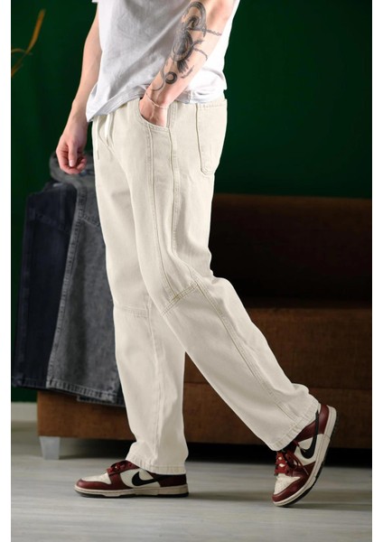 Reax Camils Beli Lastikli Ipli Düz Paça Rahat Kesim Erkek Jean Pantolon modelleri