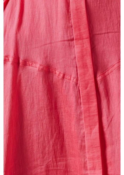 Pennarly Pembe Kemerli Midi Elbise, Linen Karışımlı Şık Tasarım fırsatları