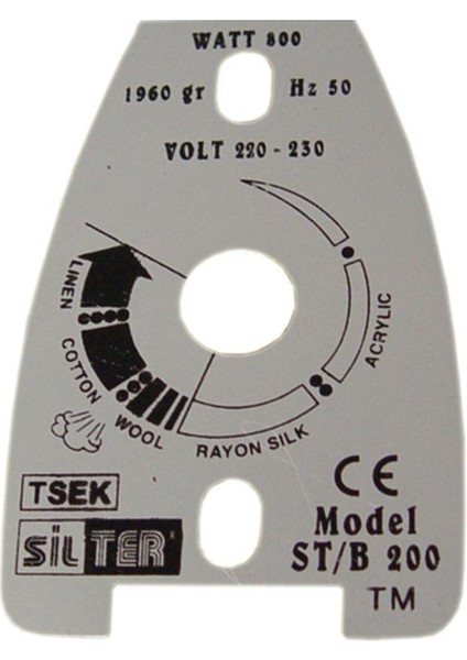 STB-200 Ütü Ayar Etiketi / Sy Ayt 00