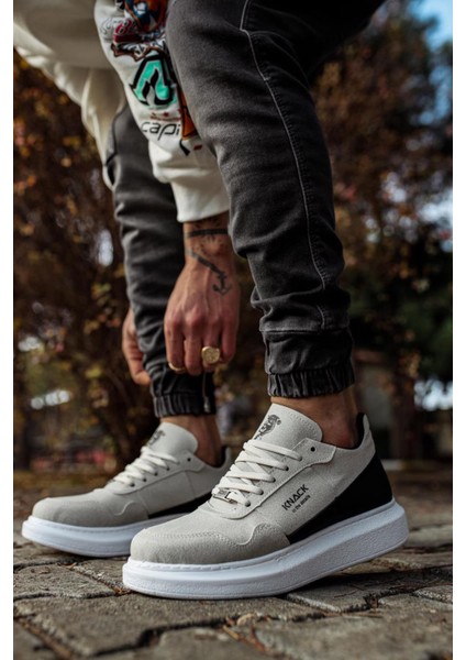 J040 Bağcıklı Ortopedik Taban Erkek Günlük Süet Sneaker Spor Ayakkabı Bt Taş Gri