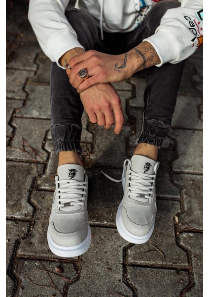 J040 Bağcıklı Ortopedik Taban Erkek Günlük Süet Sneaker Spor Ayakkabı Bt Taş Gri fırsatları