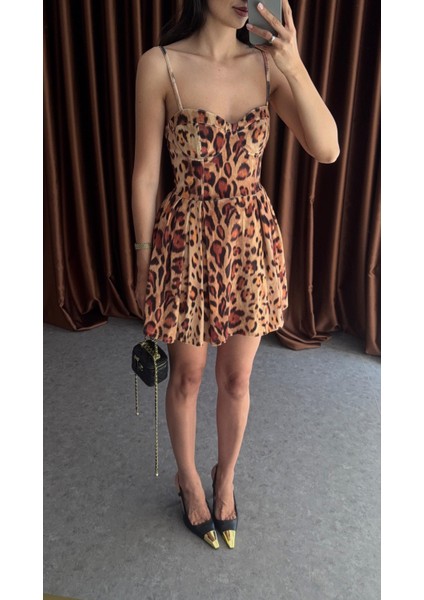 Kadife Leopar Elbise modelleri