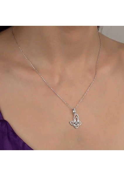 Swarovski Taşlı Gümüş Kelebek Bayan Kolye fiyatları