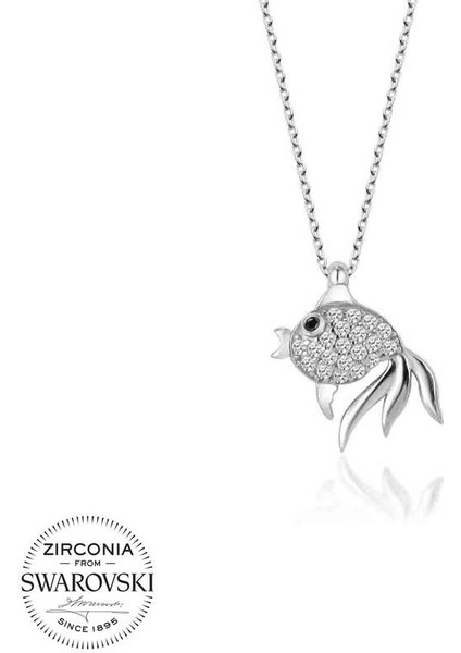 Swarovski Taşlı Gümüş Balık Bayan Kolye