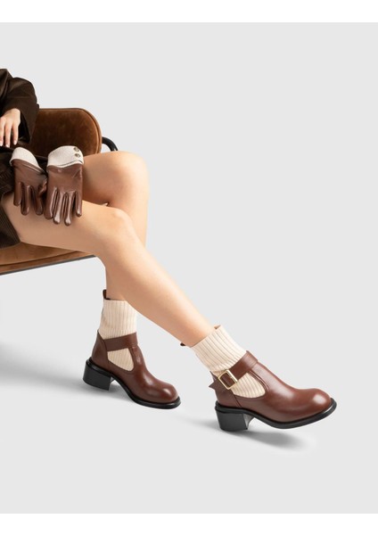 Gwen Hakiki Deri Kadın Taba Topuklu Bot fiyatları